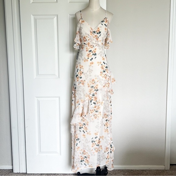 NWT Lulus Shadow Blossom Cream Floral Maxi Dress - Picture 5 of 12